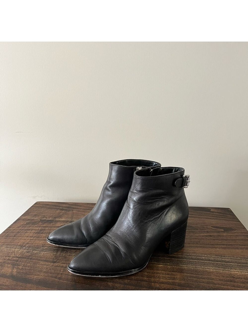 MICHAEL Michael Kors Black Leather Ankle Boots, Size 6.